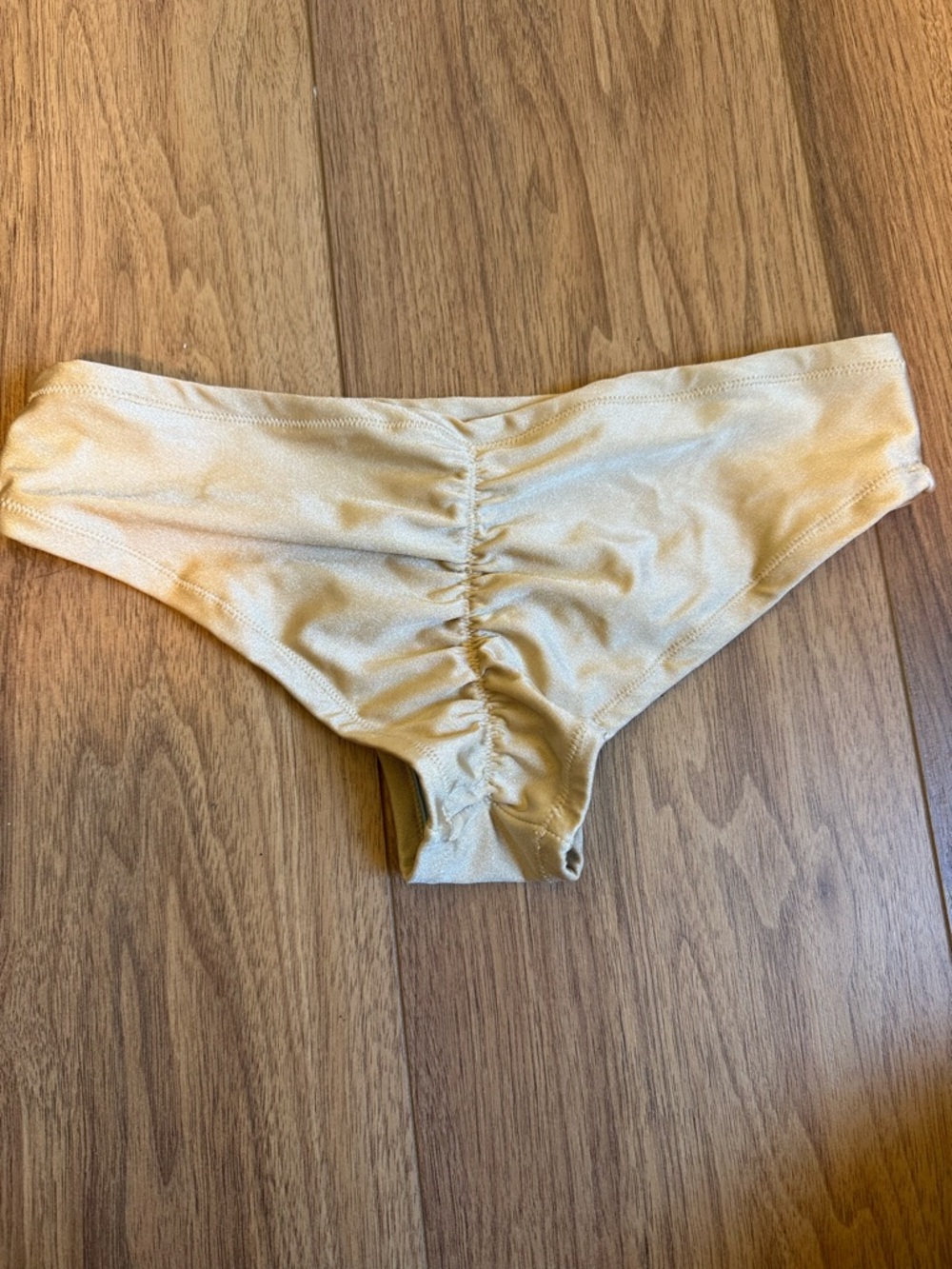Gold shimmer ruched swim or pole shorts - Rad Polewear-inspired